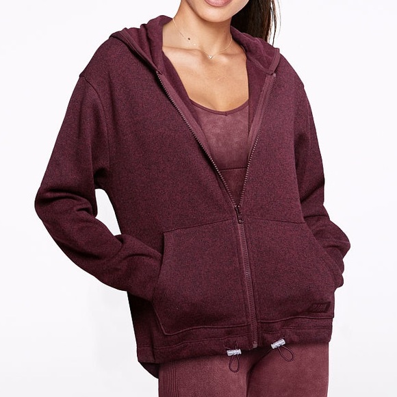 NWT VICTORIA SECRET PINK SWEATER FULL ZIP PLUM - Picture 2 of 3